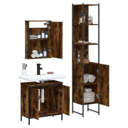Berkfield Home 3 Piece Bathroom Furniture Set Smoked Oak Engineered Wood in Brown - thumbnail 4
