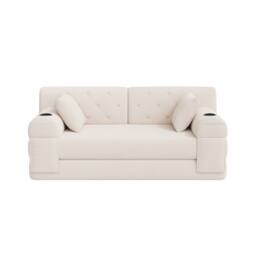 Matteo 2-Seater Sleeper Sofa - Beige Corduroy High Back with Storage - thumbnail 9