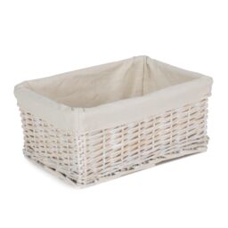 Red Hamper Wicker Set of 3 White Wash Storage Basket with Lining - thumbnail 3
