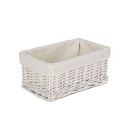 Red Hamper Wicker Set of 3 White Wash Storage Basket with Lining - thumbnail 2
