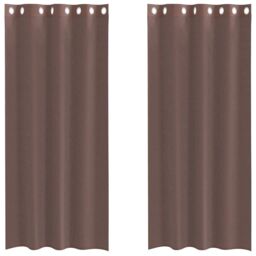 Berkfield Home Voile Curtains with Grommets 2 pcs Brown 140x225 cm - thumbnail 2