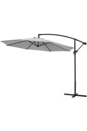 Garden Sanctuary Large 3m Patio Parasol Garden Umbrella for Sunshade & Rainwith Cross Base in Light Grey - thumbnail 3