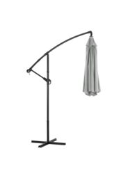 Garden Sanctuary Large 3m Patio Parasol Garden Umbrella for Sunshade & Rainwith Cross Base in Light Grey - thumbnail 4