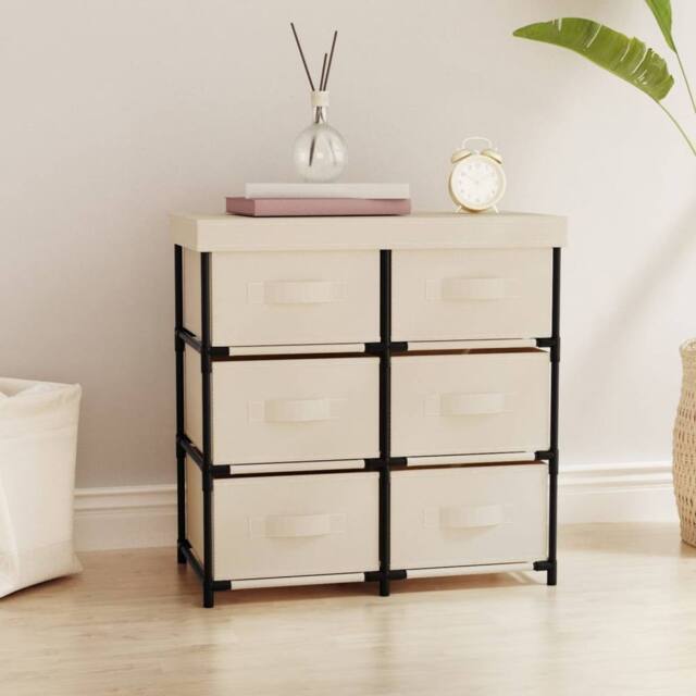 Berkfield Home Storage Cabinet with 6 Drawers 55x29x55 cm Cream Steel in Beige - Size: 55 x 29 x 55 cm - image 1