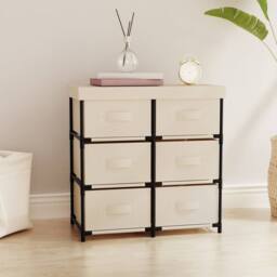 Berkfield Home Storage Cabinet with 6 Drawers 55x29x55 cm Cream Steel in Beige - Size: 55 x 29 x 55 cm - thumbnail 1