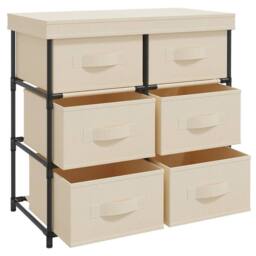 Berkfield Home Storage Cabinet with 6 Drawers 55x29x55 cm Cream Steel in Beige - Size: 55 x 29 x 55 cm - thumbnail 5