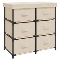 Berkfield Home Storage Cabinet with 6 Drawers 55x29x55 cm Cream Steel in Beige - Size: 55 x 29 x 55 cm - thumbnail 2