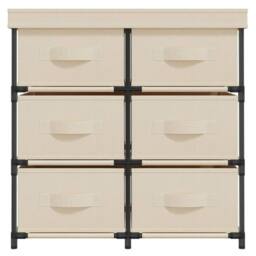 Berkfield Home Storage Cabinet with 6 Drawers 55x29x55 cm Cream Steel in Beige - Size: 55 x 29 x 55 cm - thumbnail 3