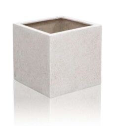 Primrose Poly-Terrazzo White Square Cube Planter Stone Effect With Bung 40cm
