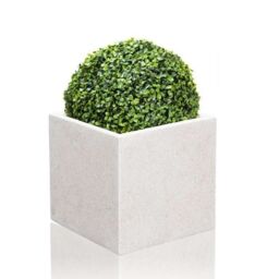 Primrose Poly-Terrazzo White Square Cube Planter Stone Effect With Bung 40cm - thumbnail 2