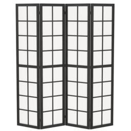 HOMCOM Indoor Room Partition, 4 Panel Folding Room Divider, Black - thumbnail 2