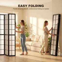 HOMCOM Indoor Room Partition, 4 Panel Folding Room Divider, Black - thumbnail 5