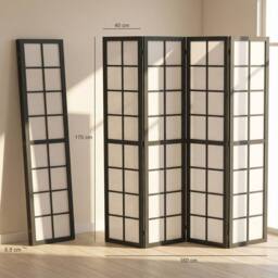 HOMCOM Indoor Room Partition, 4 Panel Folding Room Divider, Black - thumbnail 3