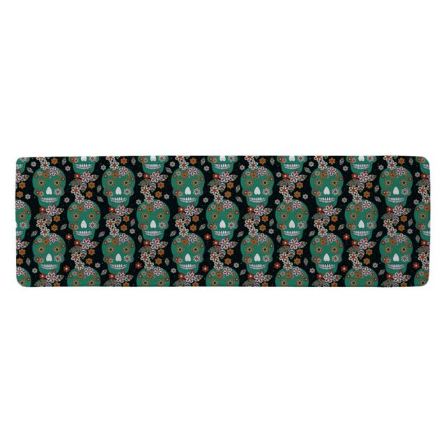 Benjamin Tate Design Embroidery Colorful Simplified Ethnic Flowers & Skull Pattern Runner Rug in Natural - Size: 67 cm x 230 cm - image 1