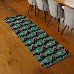 Benjamin Tate Design Embroidery Colorful Simplified Ethnic Flowers & Skull Pattern Runner Rug in Natural - Size: 67 cm x 230 cm - thumbnail 2