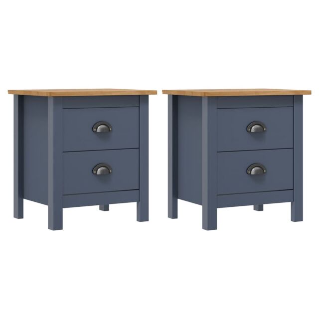 Berkfield Home Bedside Cabinets Hill 2pcs Grey 46x35x49.5 cm Pine Wood - image 1