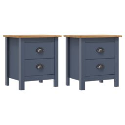 Berkfield Home Bedside Cabinets Hill 2pcs Grey 46x35x49.5 cm Pine Wood - thumbnail 1