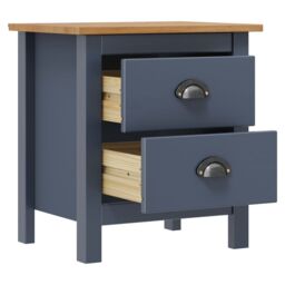 Berkfield Home Bedside Cabinets Hill 2pcs Grey 46x35x49.5 cm Pine Wood - thumbnail 4