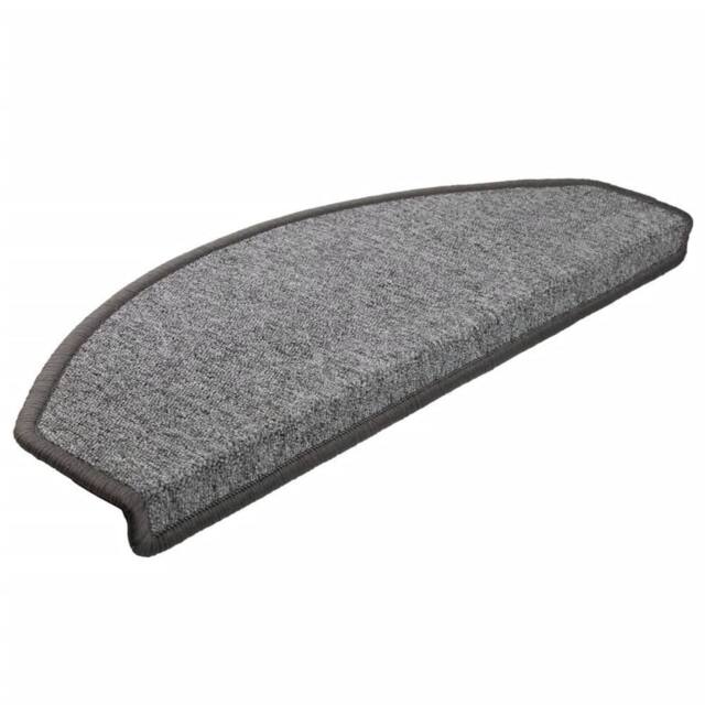 Berkfield Home Decorative Carpet Stair Treads 15 pcs Dark Grey 65x24x4 cm - Size: Medium - image 1