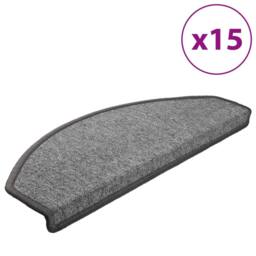 Berkfield Home Decorative Carpet Stair Treads 15 pcs Dark Grey 65x24x4 cm - Size: Medium - thumbnail 3