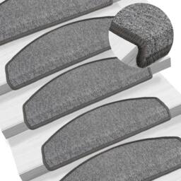 Berkfield Home Decorative Carpet Stair Treads 15 pcs Dark Grey 65x24x4 cm - Size: Medium - thumbnail 2