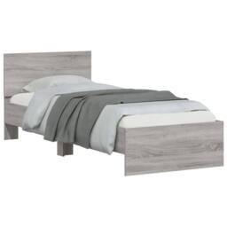 Berkfield Home Durable Bed Frame Frame with Headboard Grey Sonoma 75x190 cm Smal - Size: Small Single - thumbnail 4