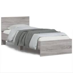 Berkfield Home Durable Bed Frame Frame with Headboard Grey Sonoma 75x190 cm Smal - Size: Small Single - thumbnail 3