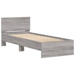 Berkfield Home Durable Bed Frame Frame with Headboard Grey Sonoma 75x190 cm Smal - Size: Small Single