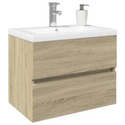 Berkfield Home 2 Piece Bathroom Furniture Set Ceramic & Engineered Wood in Brown - thumbnail 3
