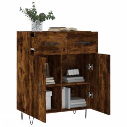 Berkfield Home Sideboard Smoked Oak 69.5x34x90 cm Engineered Wood in Brown - thumbnail 4