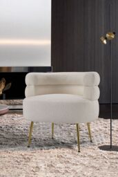 Living and Home Sherpa White Sofa Chair for livingroom in Beige