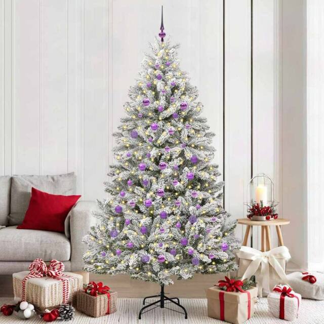 Berkfield Home Artificial Christmas Tree Green & White 210 cm PVC & Metal - image 1