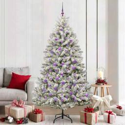 Berkfield Home Artificial Christmas Tree Green & White 210 cm PVC & Metal - thumbnail 1