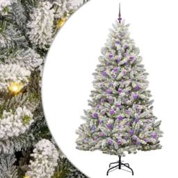 Berkfield Home Artificial Christmas Tree Green & White 210 cm PVC & Metal - thumbnail 2