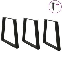 Berkfield Home Dining Table Legs V-Shape 3 pcs Black 70x(72-73.3) cm Steel - thumbnail 3