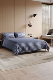 H&O Direct Single-Bed Polyester Striped Duvet Cover Set in Grey - Size: Single - thumbnail 2