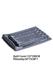 H&O Direct Single-Bed Polyester Striped Duvet Cover Set in Grey - Size: Single - thumbnail 6