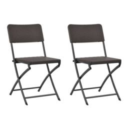 Berkfield Home Durable Folding Garden Chairs 2 pcs HDPE & Steel Brown - thumbnail 2