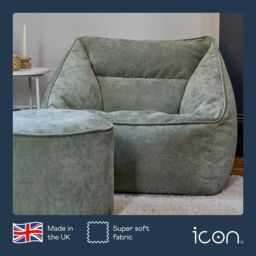 icon Natalia Chenille Adults Bean Bag Armchair & Pouffe, Large Beanbag & Footstool Grey in Green - Size: XL - thumbnail 4