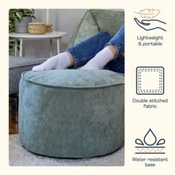 icon Natalia Chenille Adults Bean Bag Armchair & Pouffe, Large Beanbag & Footstool Grey in Green - Size: XL - thumbnail 5