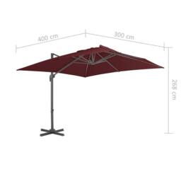 Berkfield Home Cantilever Umbrella with Aluminium Pole Bordeaux Red 400x300 cm - thumbnail 8
