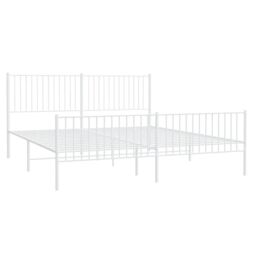Berkfield Home Metal Bed Frame with Headboard & Footboard White 200x200 cm - thumbnail 4