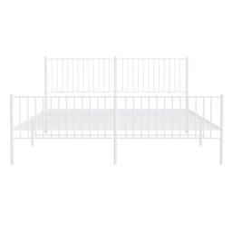 Berkfield Home Metal Bed Frame with Headboard & Footboard White 200x200 cm - thumbnail 5
