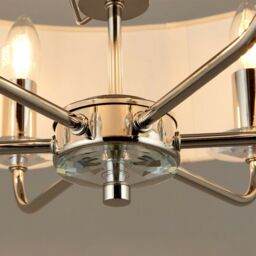Loops Multi Light Ceiling Pendant 6 Bulb NICKEL & WHITE Chandelier Large Shade Lamp in Metallics - thumbnail 5