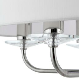 Loops Multi Light Ceiling Pendant 6 Bulb NICKEL & WHITE Chandelier Large Shade Lamp in Metallics - thumbnail 3