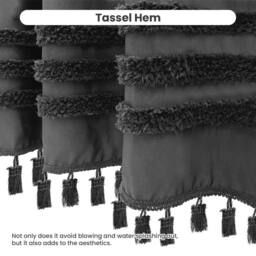 INHOUSOLU HOME DECOR Blue Bathroom Shower Curtain 72x72in Boho Tufted Textured Striped Tassel in Grey - thumbnail 6