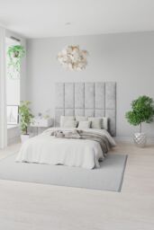 Aspire EasyMount Wall Mounted Upholstered Panels, Modular DIY Headboard in Malham Weave Fabric (Pack of 2) in Cream - thumbnail 1