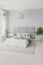 Aspire EasyMount Wall Mounted Upholstered Panels, Modular DIY Headboard in Malham Weave Fabric (Pack of 2) in Cream - thumbnail 3