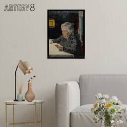 "Artery8 Old Lady Reading Grandmother Portrait Kubincan Framed Canvas Wall Art - Size: W24"" x H32""" - thumbnail 3
