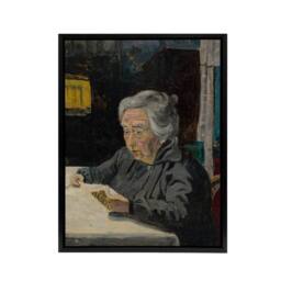 "Artery8 Old Lady Reading Grandmother Portrait Kubincan Framed Canvas Wall Art - Size: W24"" x H32""" - thumbnail 1